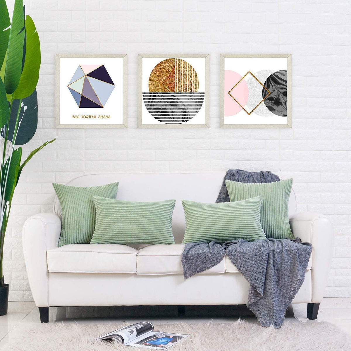 Cord Kissenbezug 45x45 cm Salbeigrün - 2er Set