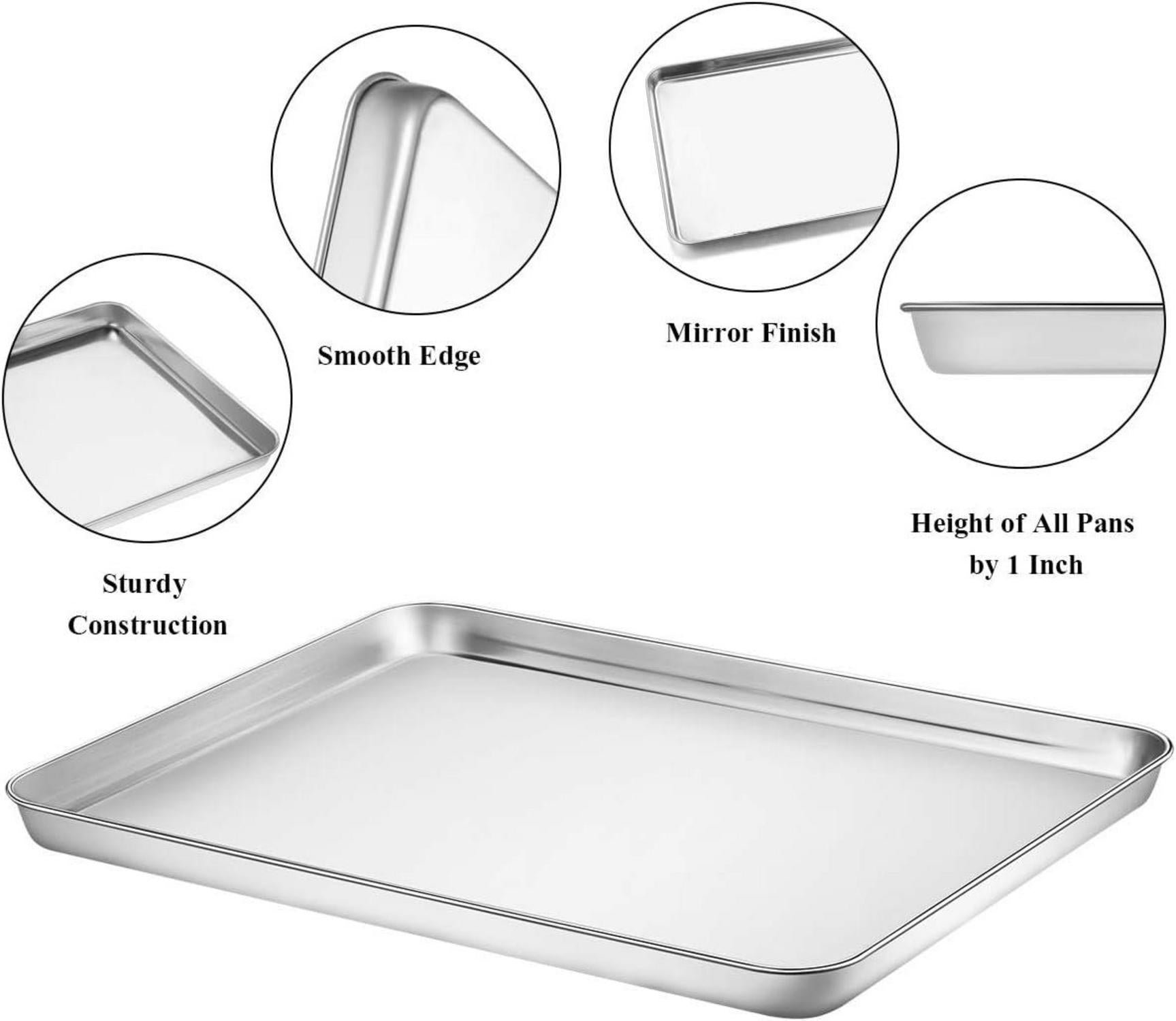 Wildone Edelstahl Backblech Set 30.5x25.4x2.5cm, Ungiftig & Gesund
