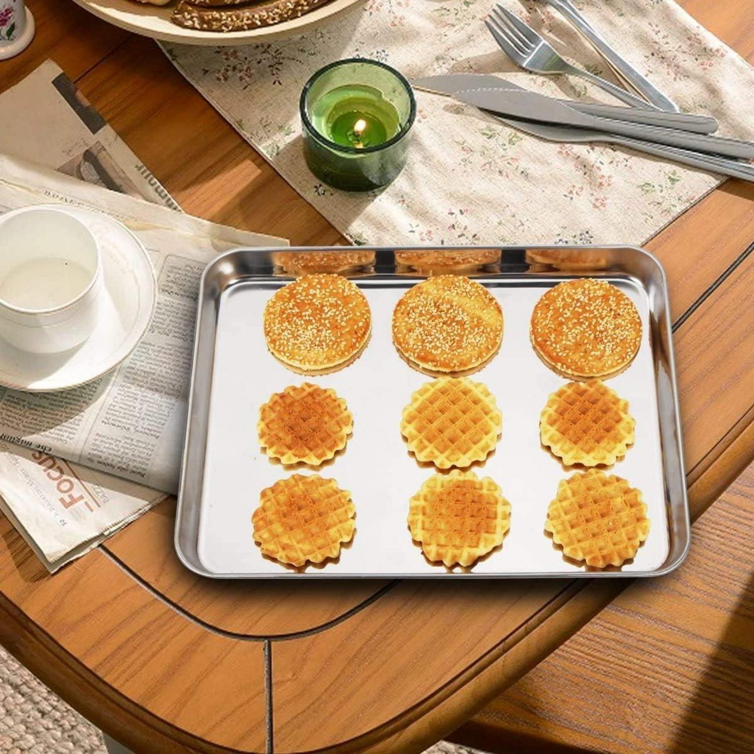 Edelstahl Backblech Set 2er Pack 30.5x25.4x2.5cm Spülmaschinenfest