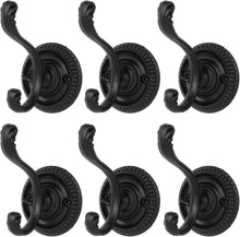 6er Set Vintage Wandhaken Schwarz inkl. Nägel - Retro Huthaken