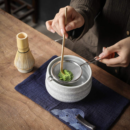 Matcha Teeservice Set Keramik Bambus Schneebesen Schaufel