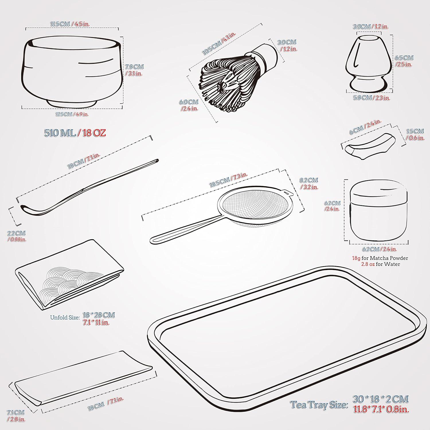 Matcha Teeservice Japanisches Set Bambus Schneebesen Schale Sieb O5 10-tlg