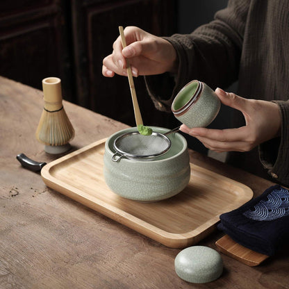 Japanisches Matcha-Teeset aus Bambus, hohe