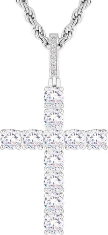 Zirkonia Kreuz Anhänger 14K Gold/Weißgold plattiert 2.5mm 56cm