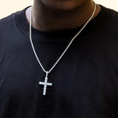 Kreuz Anhänger Kette Zirkonia 14K Gold/Weißgold plattiert