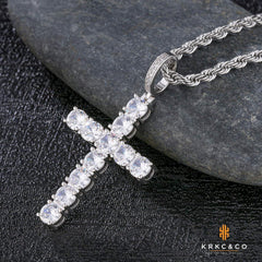 Zirkonia Kreuzkette 14K Gold/Weißgold plattiert Iced Out Anhänger 2,5mm 56cm