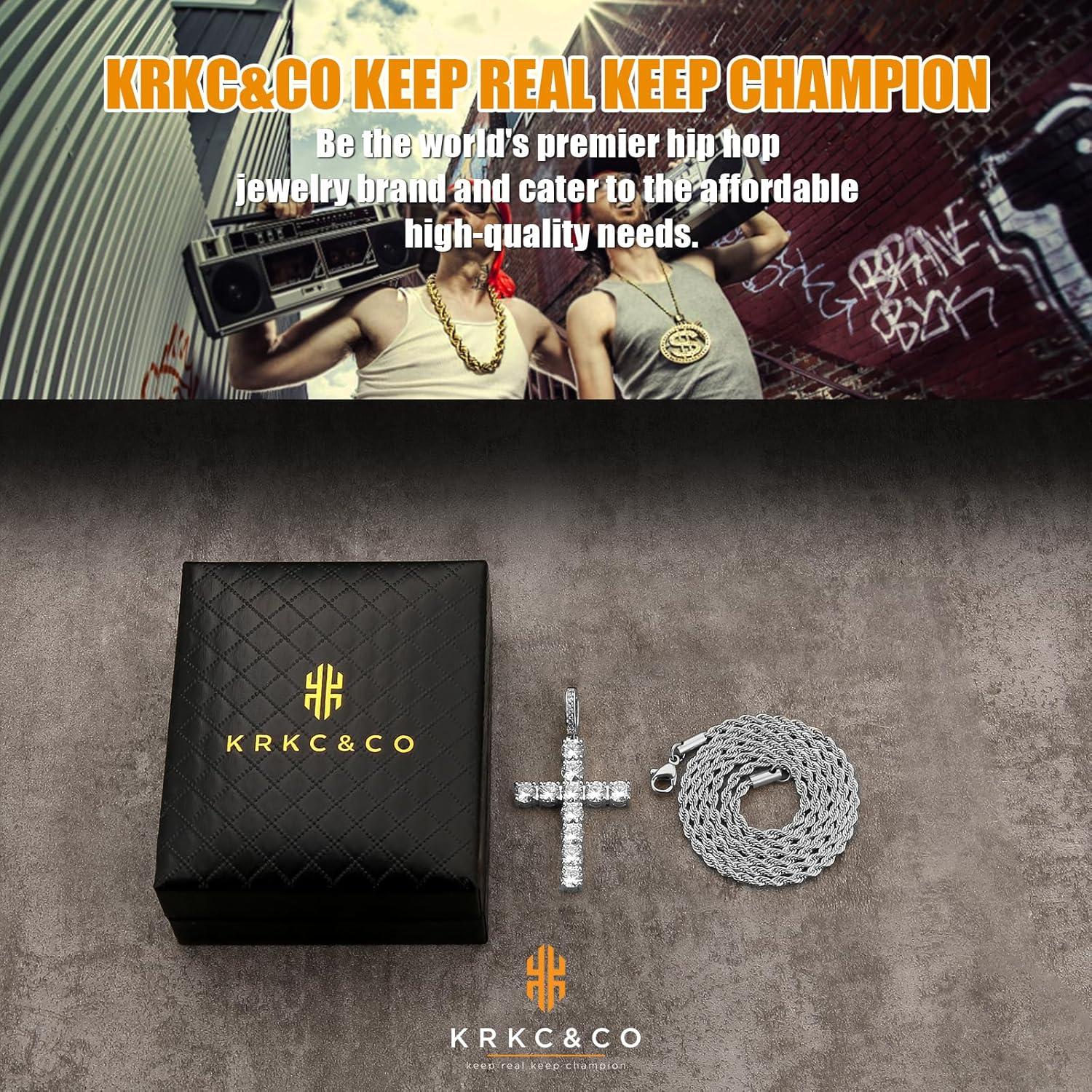 Kreuz Kette Moissanite Zirkonia Anhänger 14K Gold Weissgold plattiert