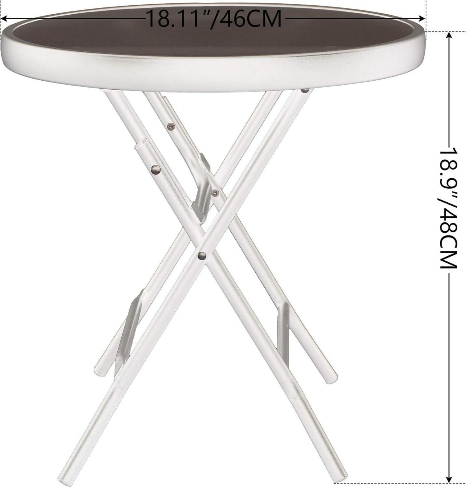 Klappbarer Beistelltisch Glas Metall Gartentisch wetterfest