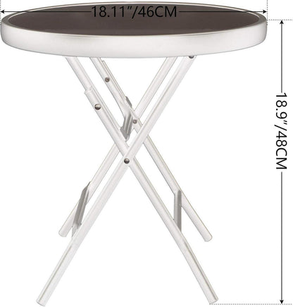 Klappbarer Beistelltisch Glas Metall Gartentisch wetterfest