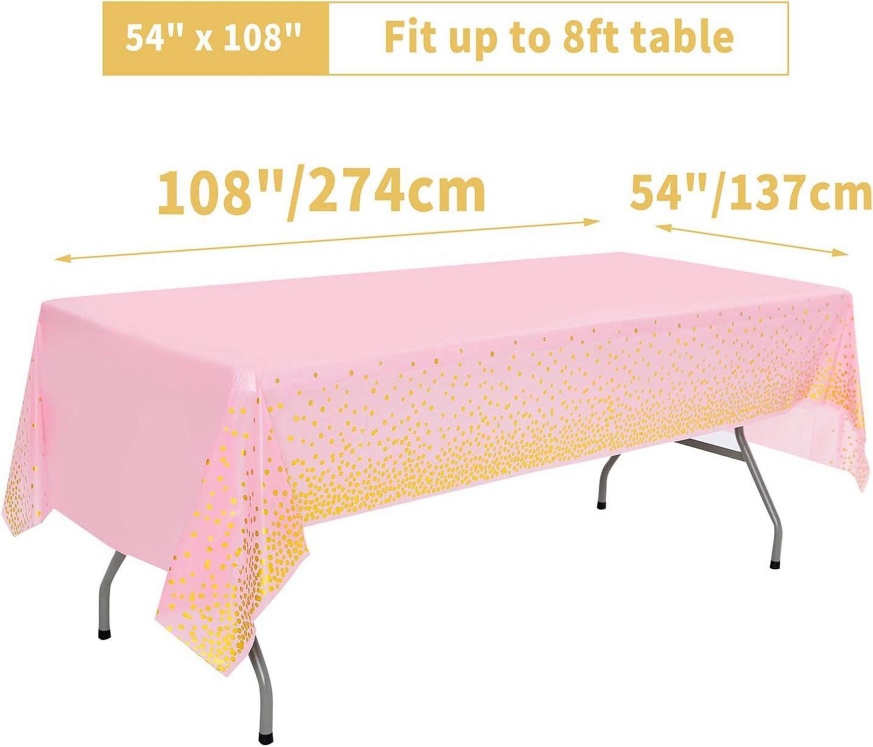 2er Pack Roségold Punktmuster Party Tischdecke 137x274cm - Mädchen Geburtstag Baby Shower Hochzeit