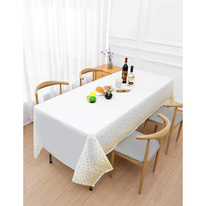 2er Set Weiß Gold Party Tischdecke Rechteck Tisch 137x274cm