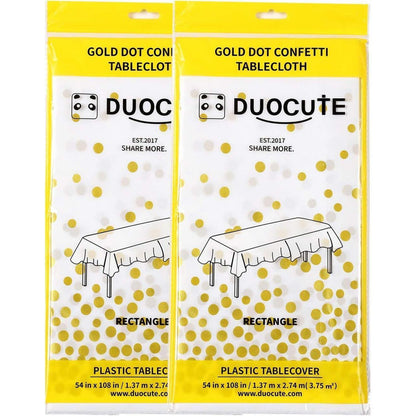 2er Set Weiß Gold Party Tischdecke Rechteck Tisch 137x274cm