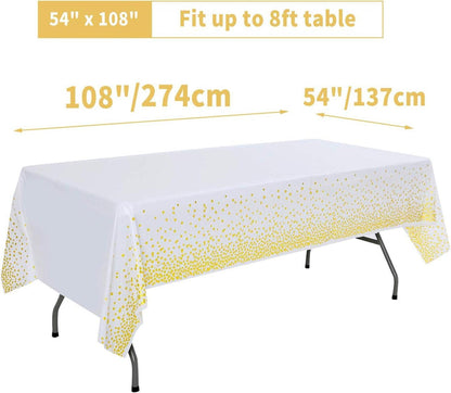 2 Stück Weiße Gold Punkte Party Tischdecke 137 cm x 274 cm