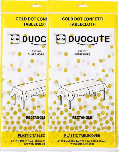 2er Set Weiße/Goldene Party Tischdecken Rechteck Tisch, Gold Dot Geburtstag