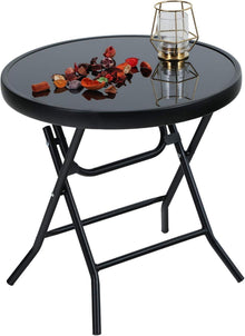 Kleiner Klappbarer Gartentisch Glas Metall 48 cm Wetterfest