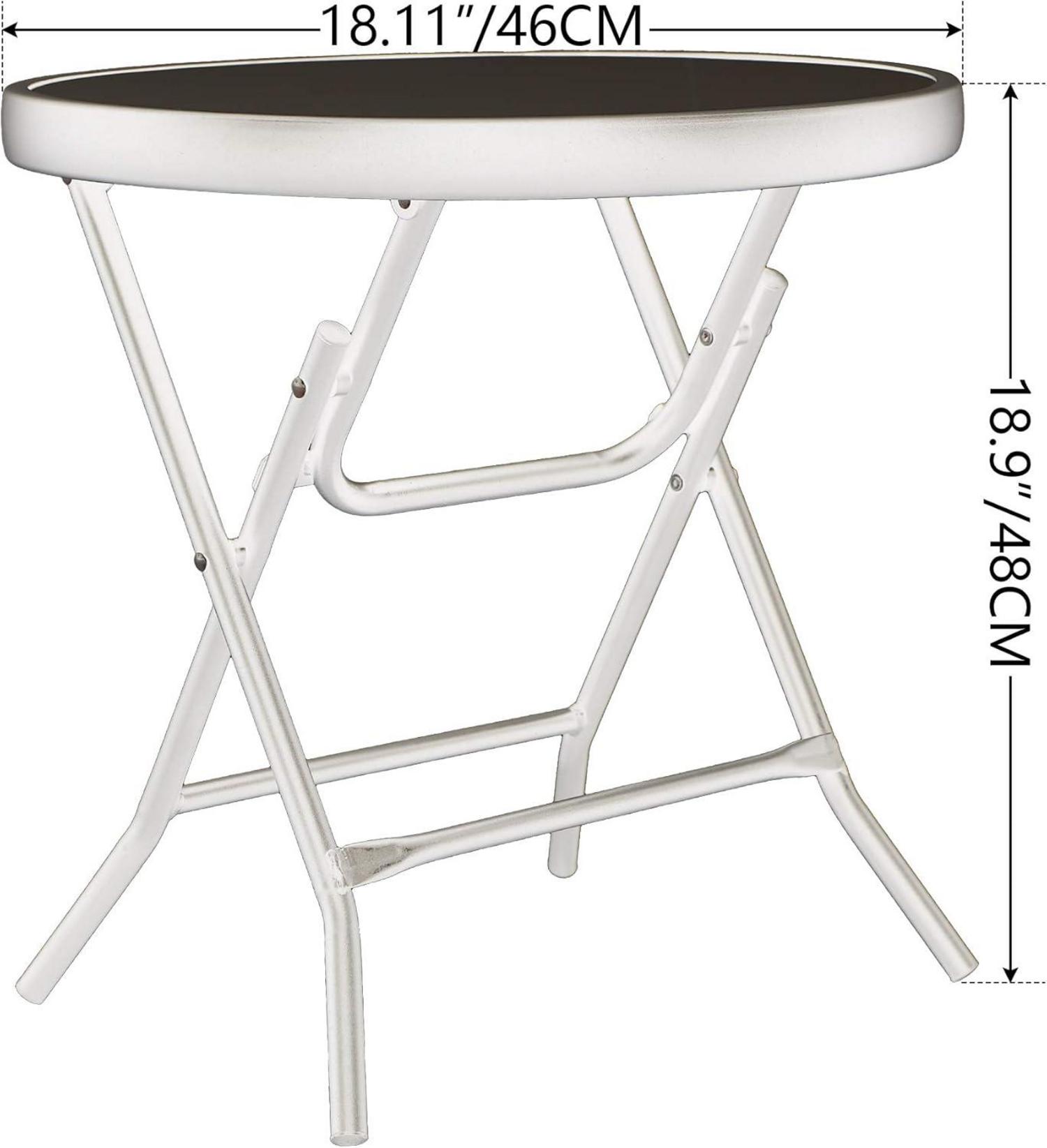 Kleiner Klappbarer Gartentisch Glas Metall 48 cm Wetterfest