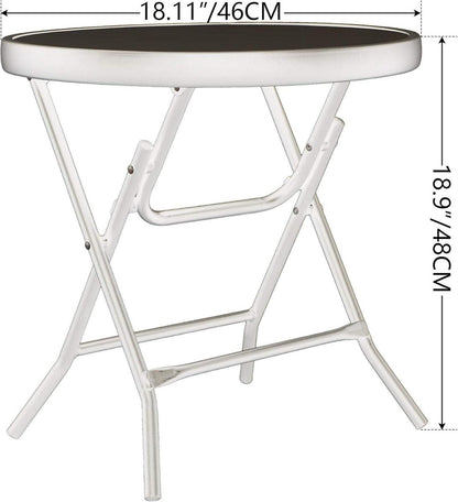 Kleiner Klappbarer Gartentisch Glas Metall 48 cm Wetterfest