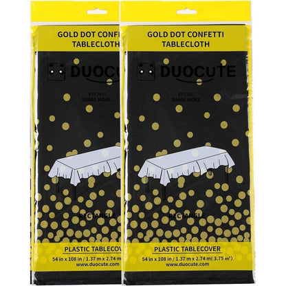 2er Pack Schwarzgold Party Tischdecke 137cm x 274cm für
