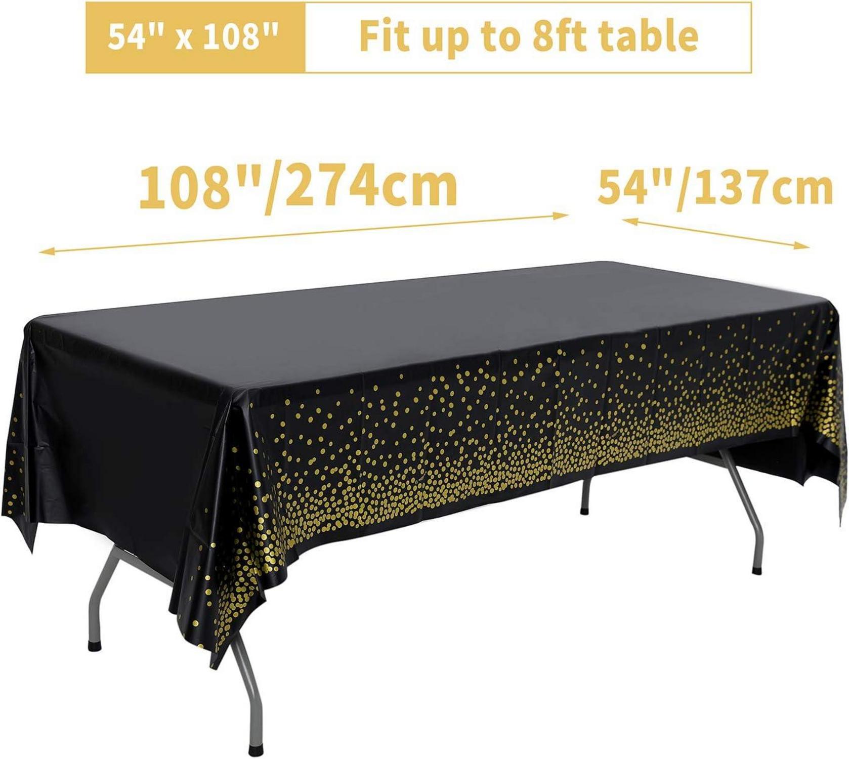 Schwarz Gold Party Tischdecke 2 Stück 137cm x 274cm