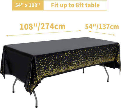 Schwarz Gold Party Tischdecke 2 Stück 137cm x 274cm