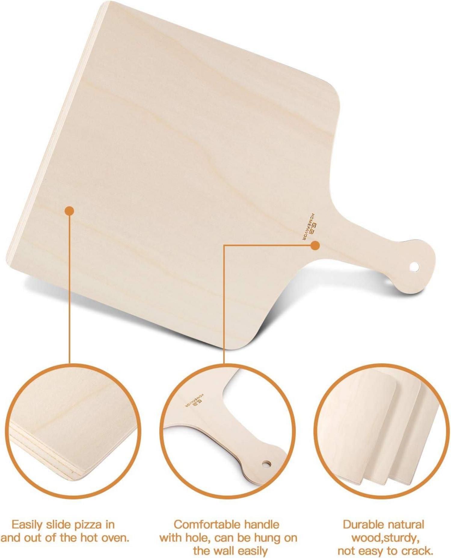 Holz Pizzaschieber Flammkuchenbrett Set 3-tlg. 42x30cm