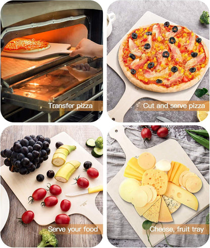 Pizzaschieber Holz 42x30cm, Pizzaschaufel Flammkuchenbrett 3er Set
