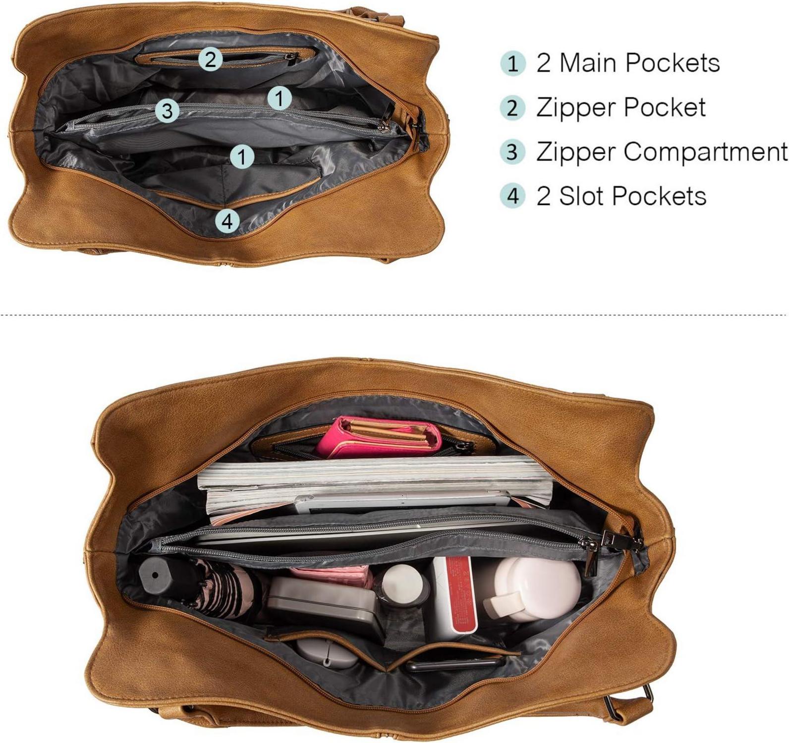 Damen Handtasche Schultertasche Set Leder Umhängetasche Hobo Hellbraun