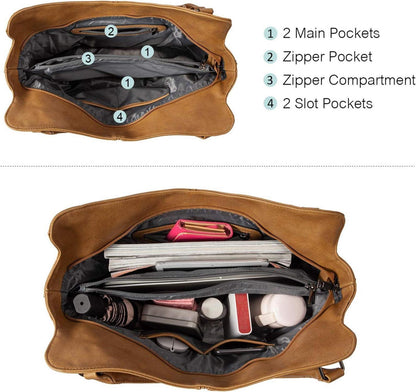 Damen Handtasche Schultertasche Set Leder Umhängetasche Hobo Hellbraun