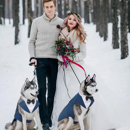 Kuoser Hund Smoking Anzug Bandana Set Blau S-XXL