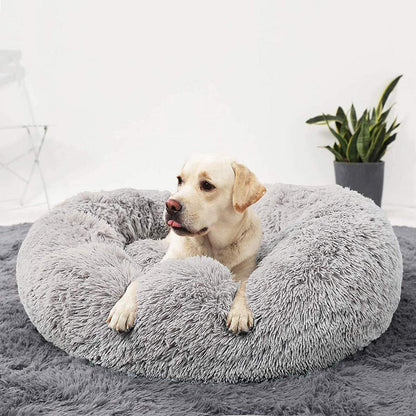 Deluxe Hundebett Sofa – Rundes Plüschkissen 120 Grau