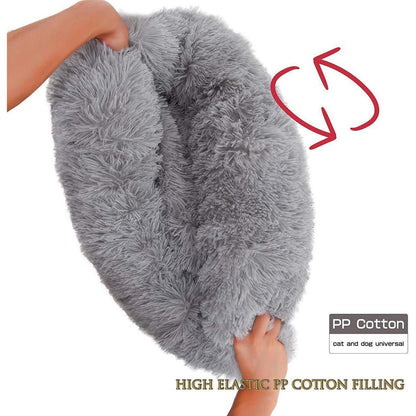 Deluxe Hundebett Sofa – Rundes Plüschkissen 120 Grau