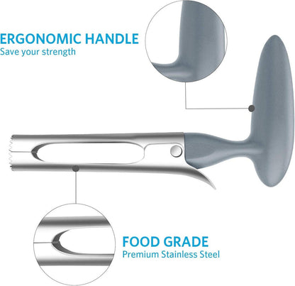 Apfelentkerner Edelstahl ABS Griff Gezahnter Rand Grau
