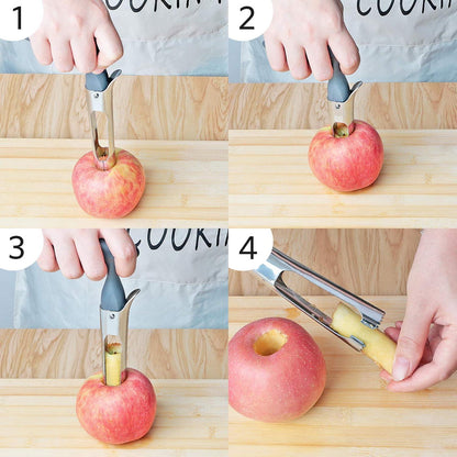 Apfelentkerner Edelstahl ABS Griff gezackte Klinge grau