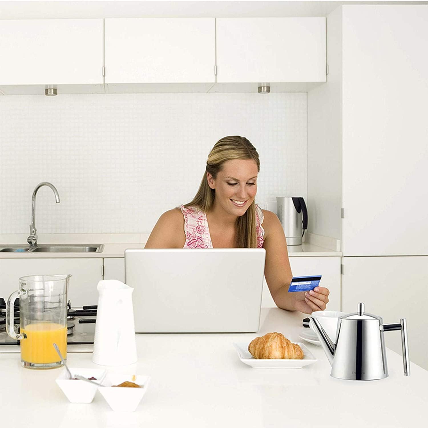 Edelstahl Teekanne mit Siebeinsatz 1500ml - Teebereiter für Früchte und