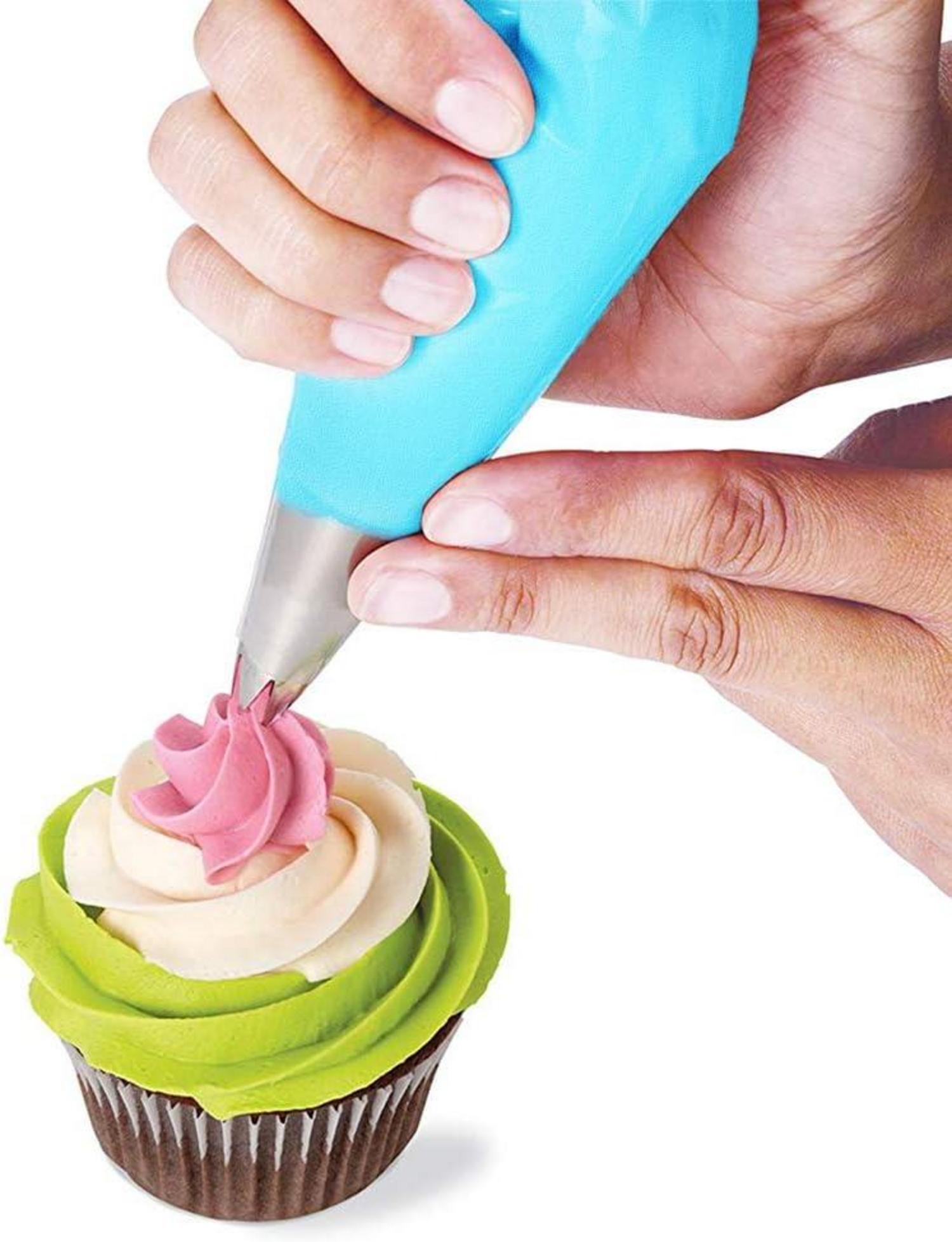 Asdirne Spritztüllen Set Silikon Zuckerguss 24tlg Edelstahl Kuchen Dekor Blau