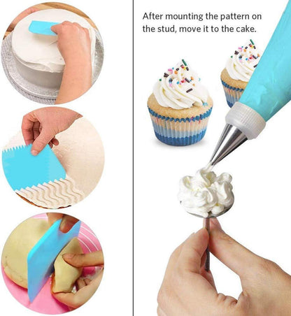 Asdirne Spritztüllen Set Silikon Zuckerguss 24tlg Edelstahl Kuchen Dekor Blau