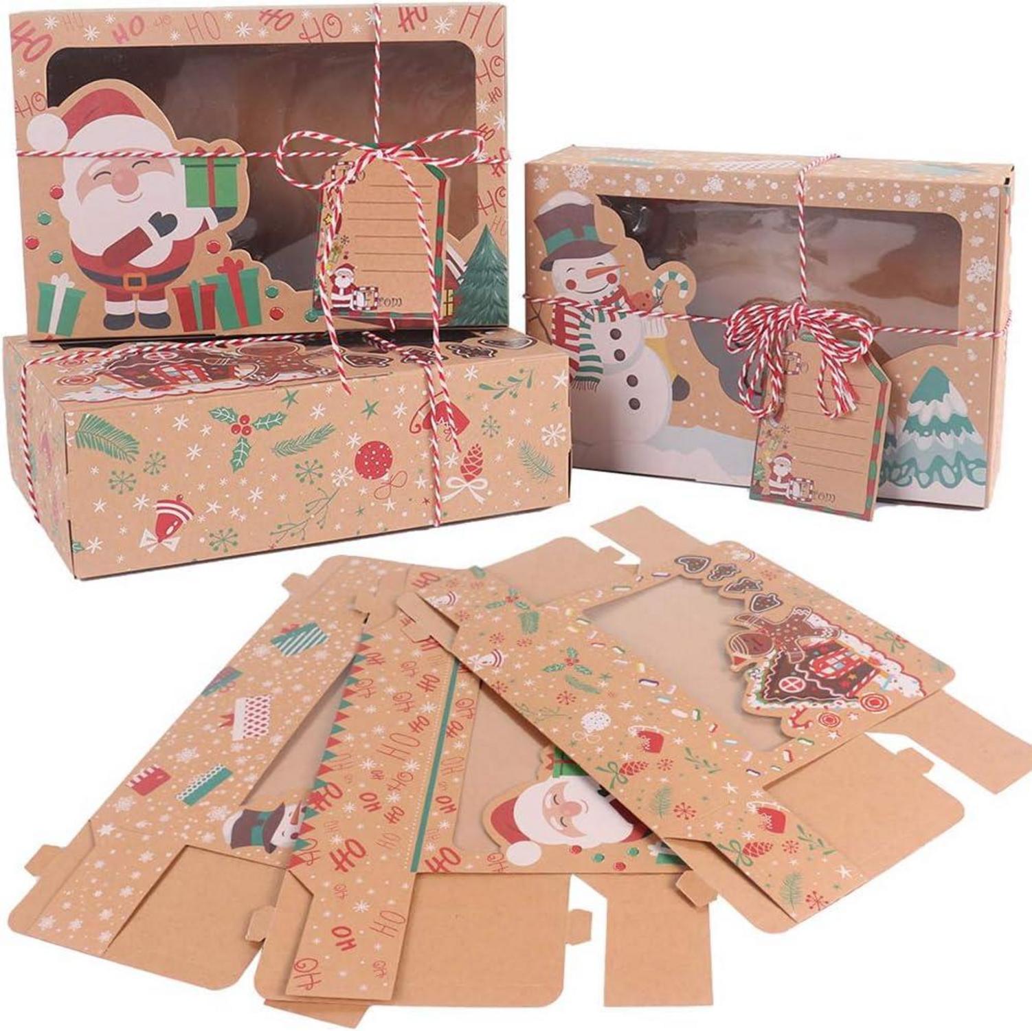 Vicor Weihnachts-Plätzchen-Boxen mit Weihnachtselementen, lebensmittelechtem Material, 22 x 15 x 7 cm, 6 Stück