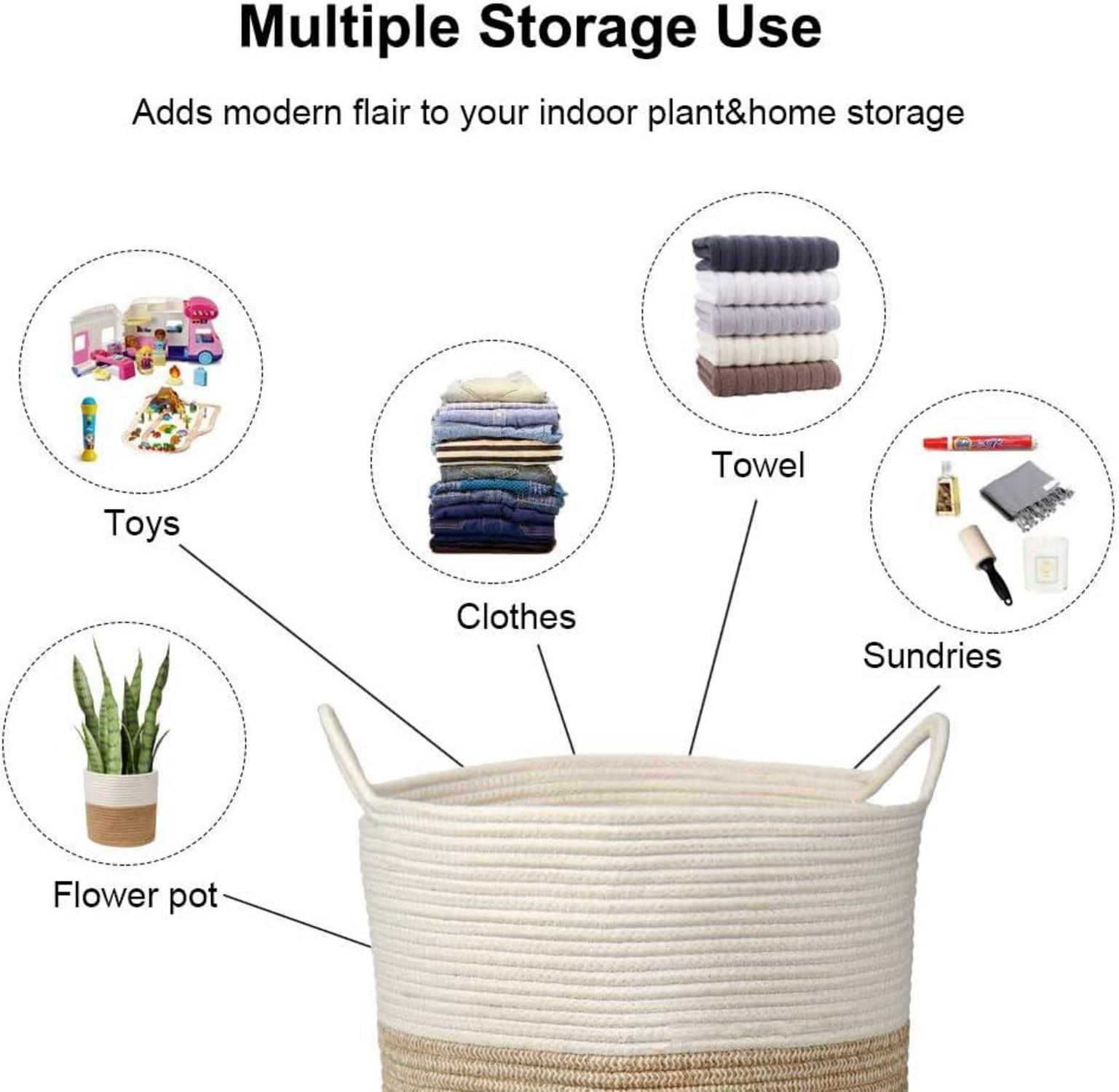 Baumwolle Seil Wäschekorb Aufbewahrungskorb Kinderzimmer Weizen 38x38cm