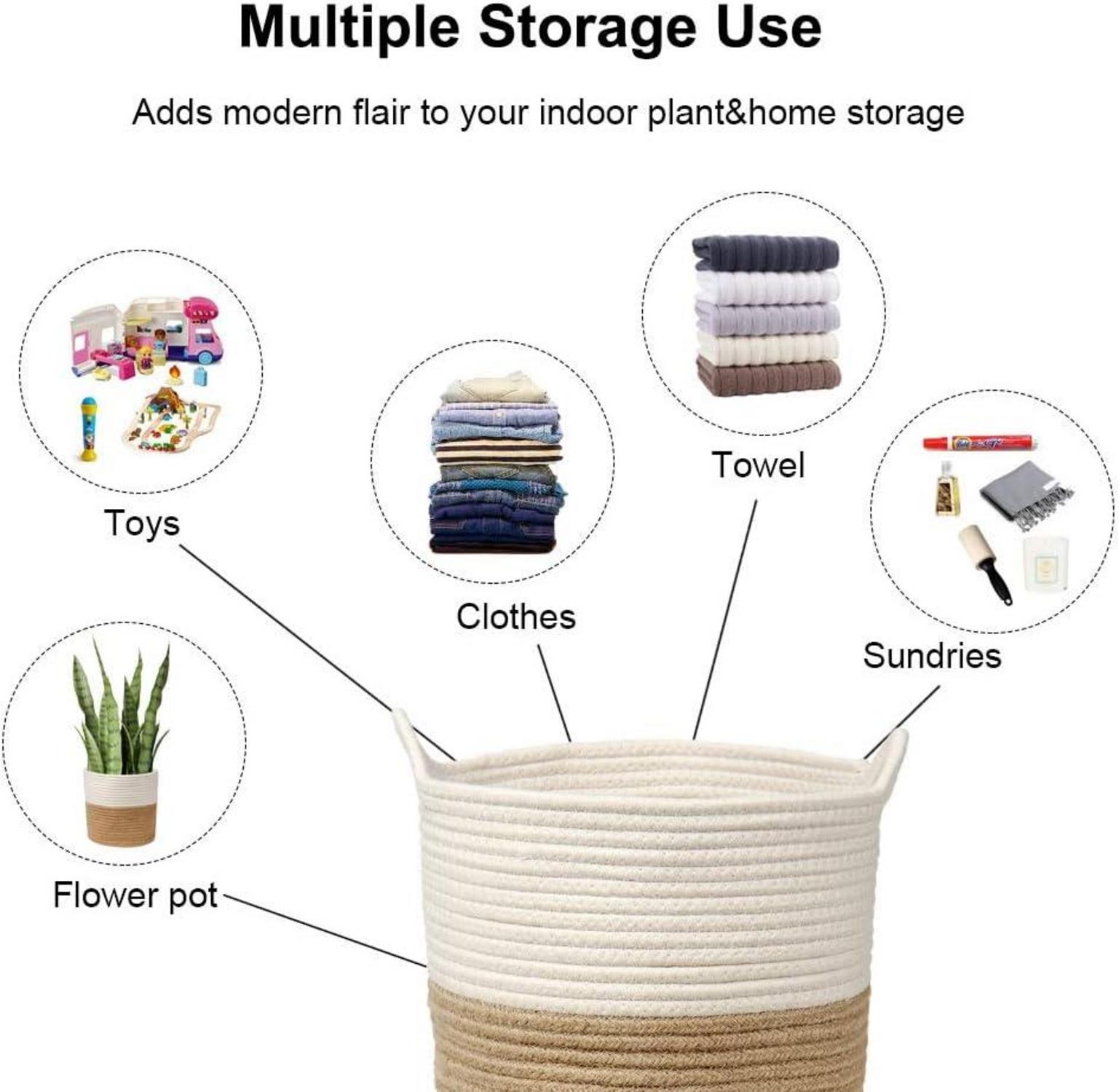 Wäschekorb Baumwolle Seil Kinderzimmer Aufbewahrung 38x38cm Braun