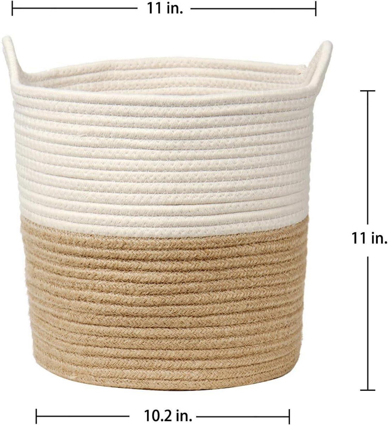 Baumwolle Seil Wäschekorb 28x28cm Braun - Aufbewahrungskorb