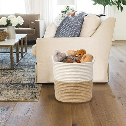 Großer Baumwolle Seil Wäschekorb 28x28CM Geflochten Braun