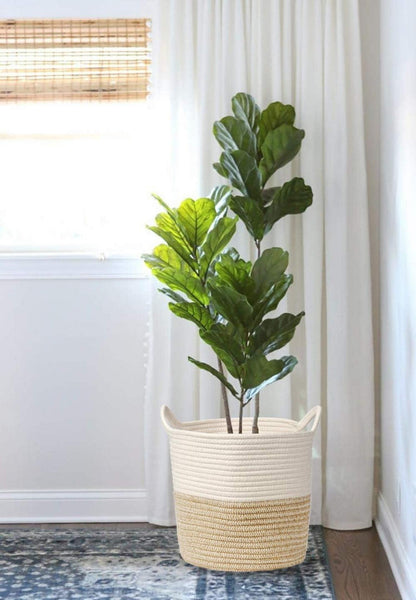 Wäschekorb Aufbewahrung Baumwolle Seil geflochten Baby Spielzeug Griff