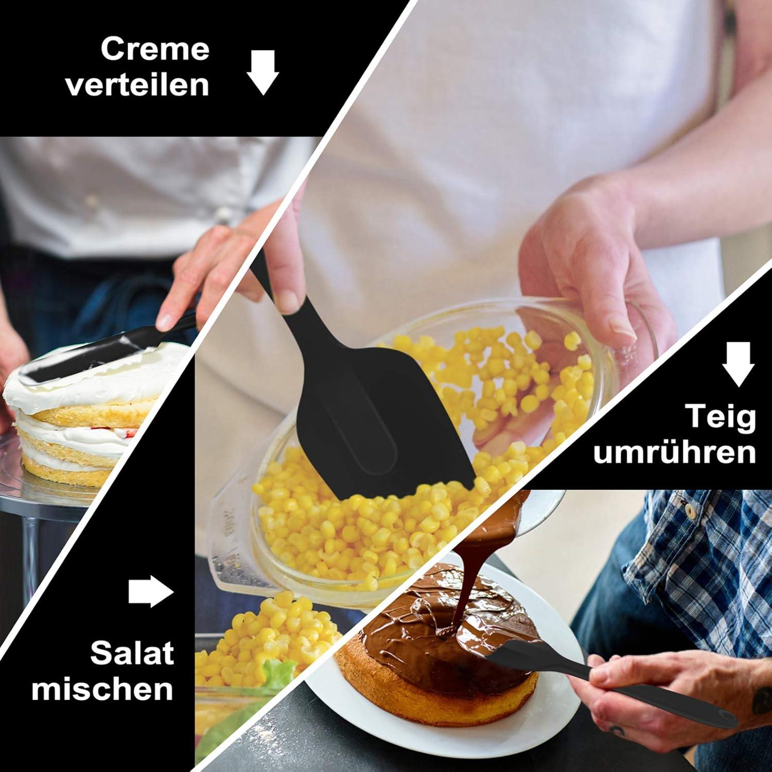 Spatel Set 7-tlg. Hitzebeständig Silikon Teigschaber Schwarz