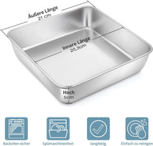 Quadratische Kuchenform Edelstahl Backform 2er-Set 21x21x5cm