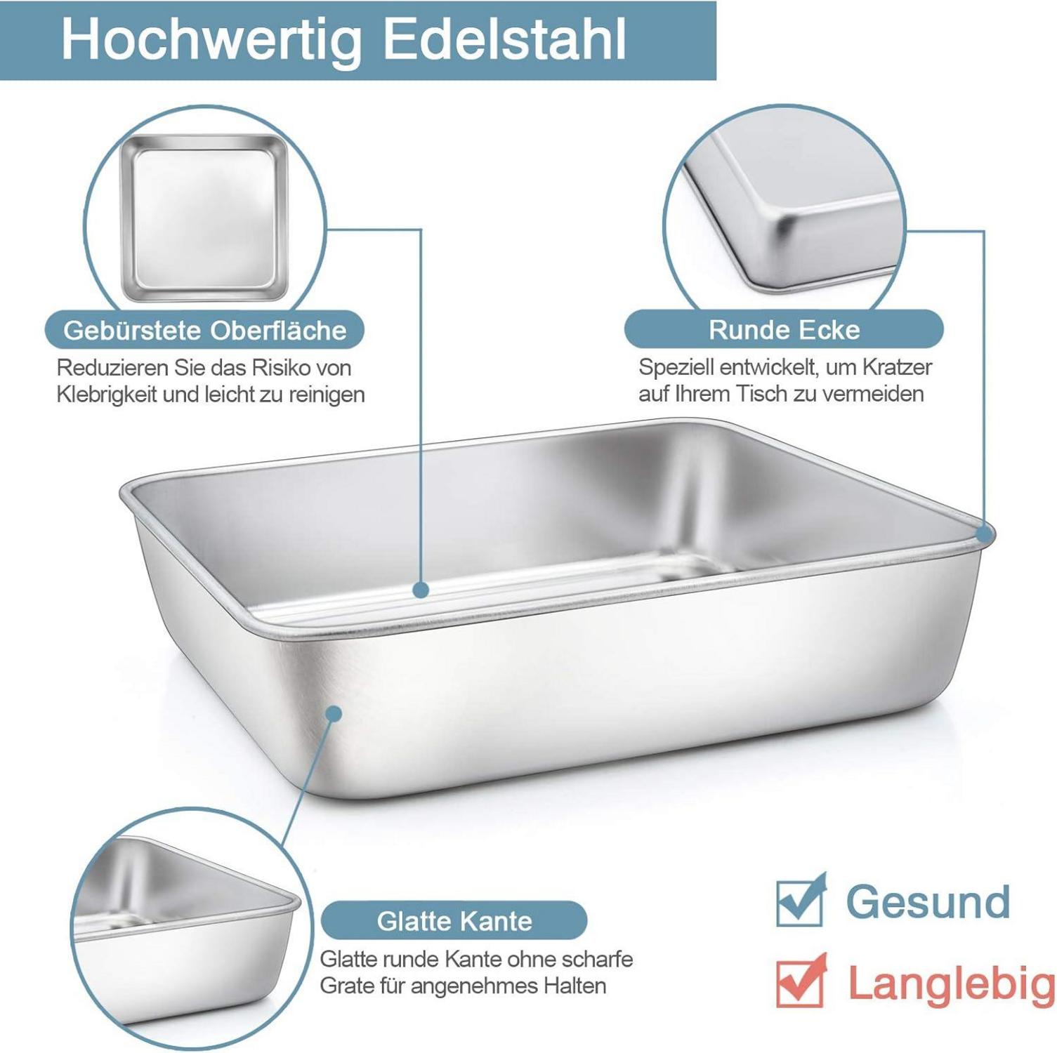 Quadratische Kuchenform Edelstahl eckige Browniebackform Set 21x21cm