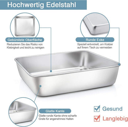 Quadratische Kuchenform Edelstahl eckige Browniebackform Set 21x21cm