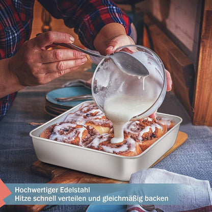 Homikit Edelstahl Eckige Backform Set 21x21x5cm 2er-Set