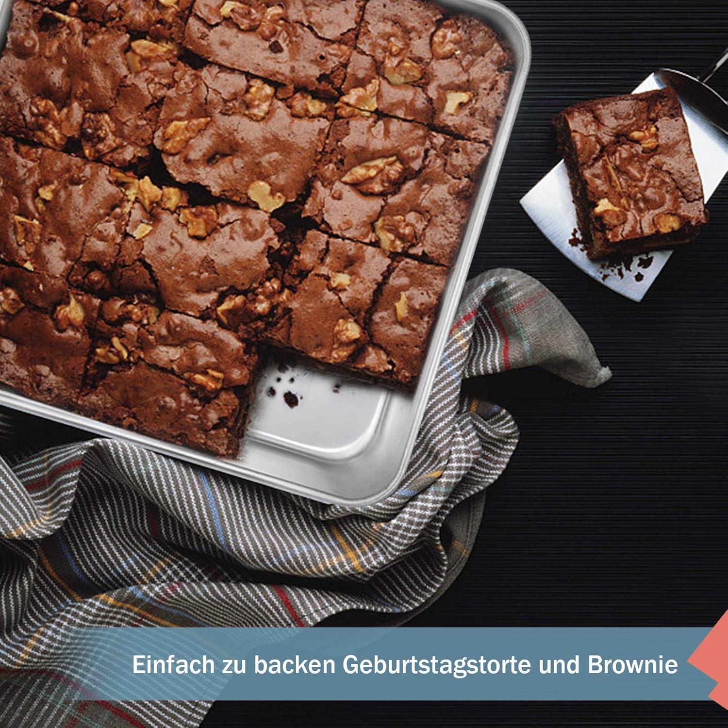 Homikit Quadratische Backform Set Edelstahl 21x21x5 cm für Kuchen Brownie