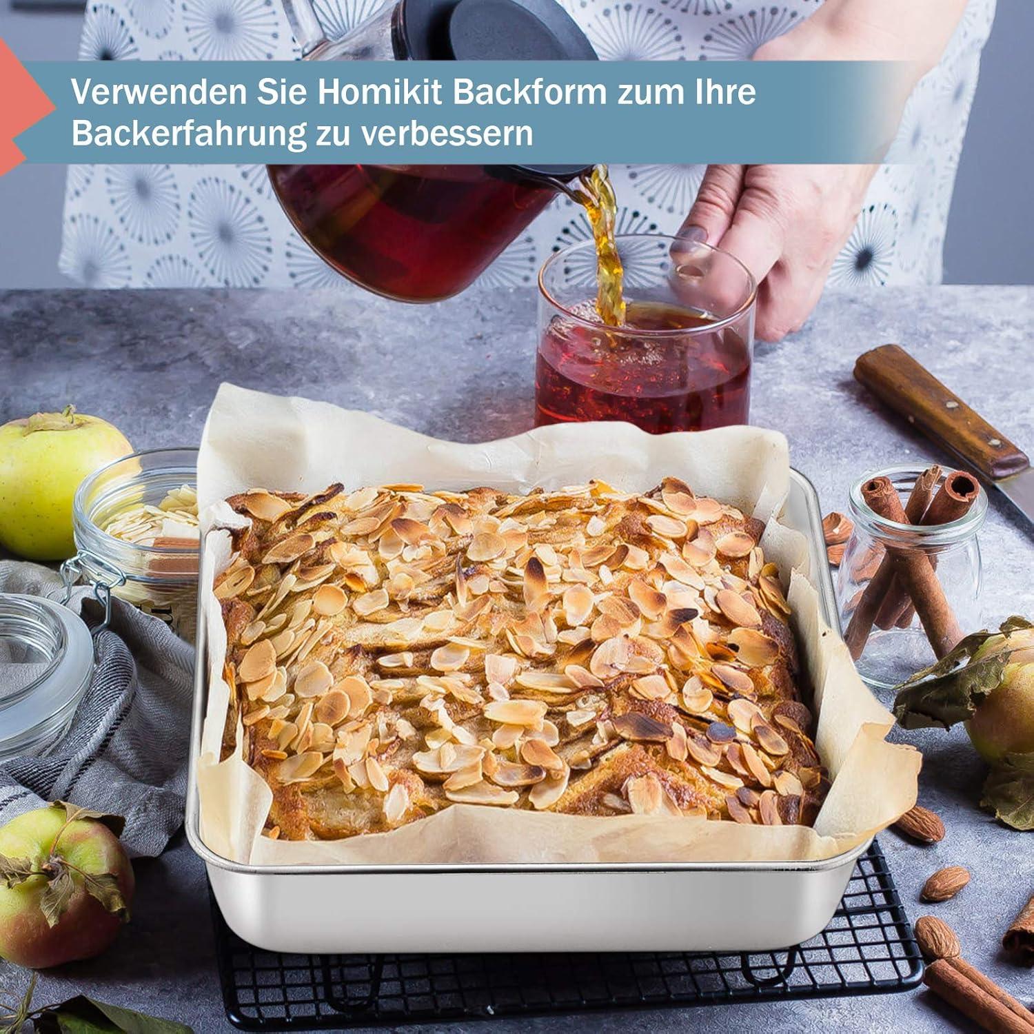 Quadratische Kuchenform Edelstahl eckige Brownie Backform 21x21x5cm