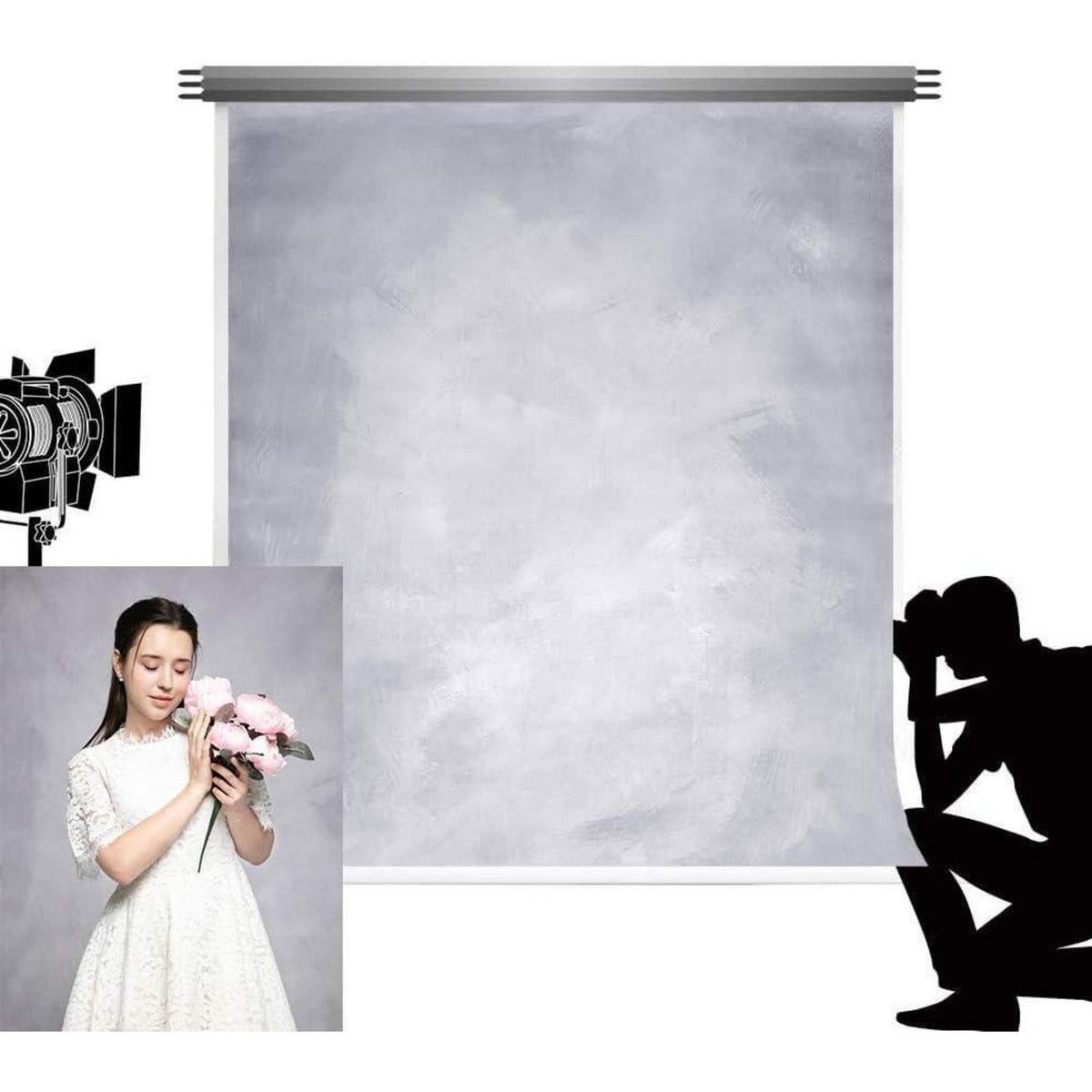 3x6m Grau Fotohintergrund Mikrofaser Textur